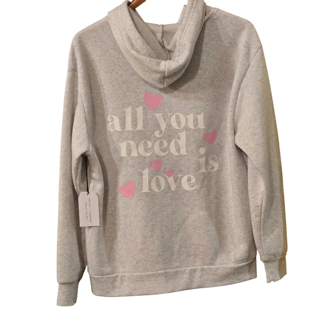 better / together Designed in New York Zip Up Hoodie Women XL Love & Hearts - Picture 2 of 15